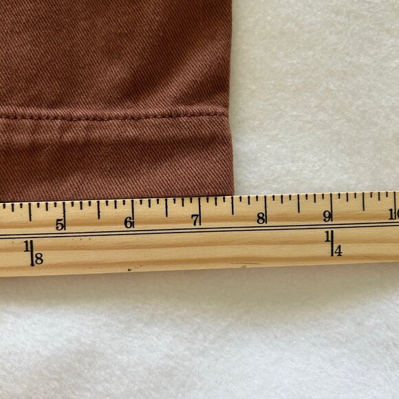 Quince Pants SZ4 Brown Organic Stretch Cotton Twill Wide-Leg Crop Relaxed - Picture 10 of 12